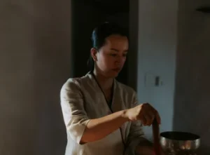 Woman attempting a massage