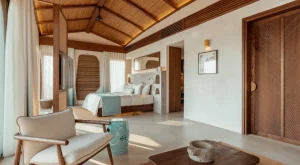 Beautiful room with elegant hardwood furniture.