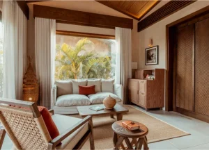 Beautiful room with elegant hardwood furniture.