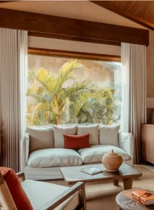 Beautiful room with elegant hardwood furniture.